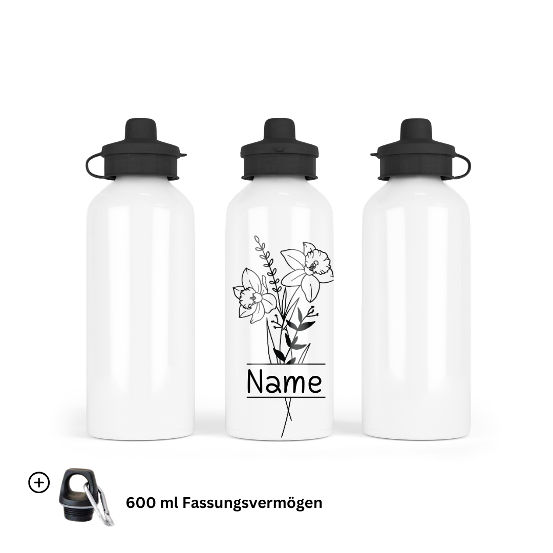 Born in March - Water Bottle 600ml Mouthpiece &Carabiner