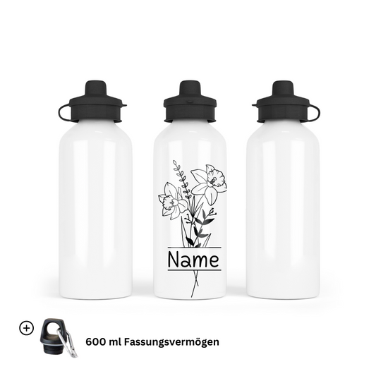 Born in March - Water Bottle 600ml Mouthpiece &Carabiner